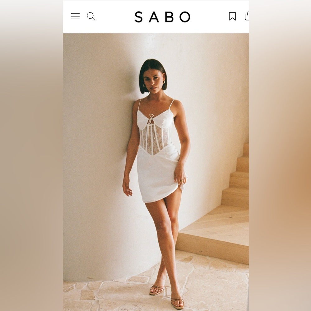 SABO Freda Corset Mini Dress in White Size M Never Worn NWT